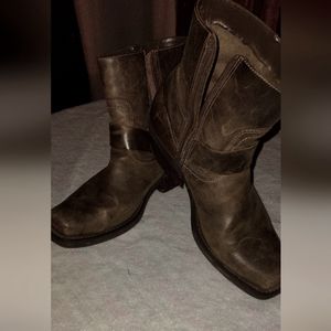 leather harness ankle boots
